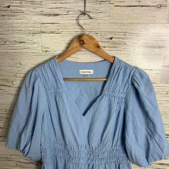 Calvin Klein blue dress balloon sleeves size 8 - Picture 3 of 6